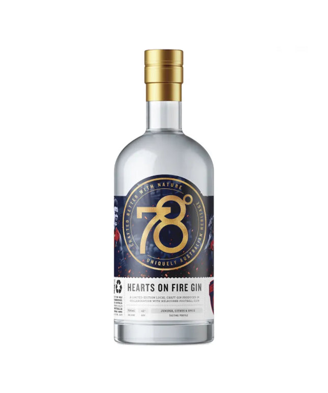 78 Degrees Hearts On Fire Melbourne Football Club Gin 700ml - Liquorworld