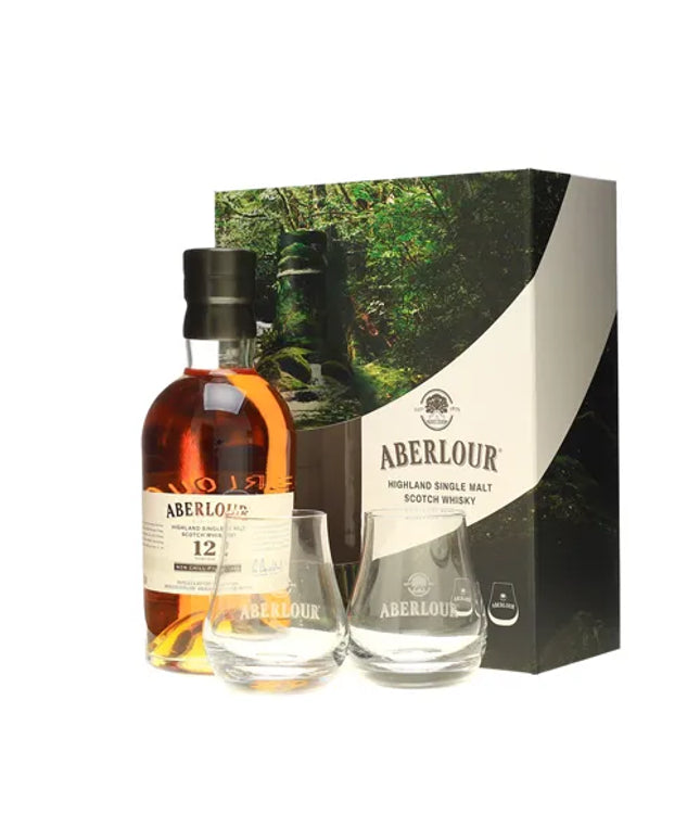 Aberlour 12 Year Old Non-Chill Filtered + 2 Glasses Coffret Single Malt Scotch Whisky 700mL - Liquorworld