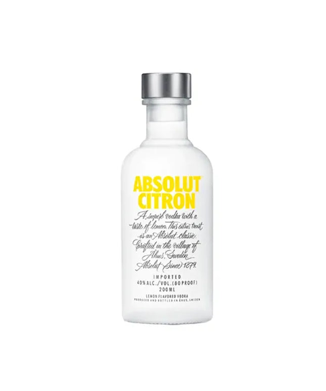 Absolut Citron Lemon Flavoured Swedish Vodka Miniature 200mL - Liquorworld