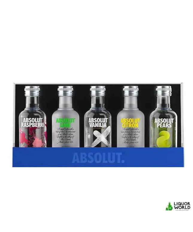 Absolut Five Assorti Miniature Gift Pack Swedish Vodka 5 x 50mL