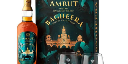 Amrut Bagheera Sherry Cask Indian Whisky with two glasses 700ml - Liquorworld