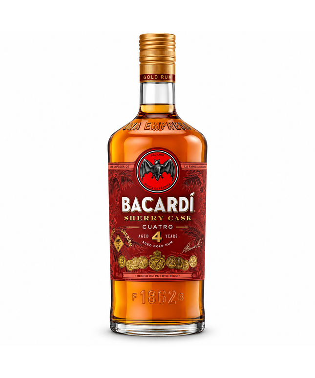 Bacardi 4 Year Old Añejo Cuatro Sherry Cask Aged Gold Rum 1L