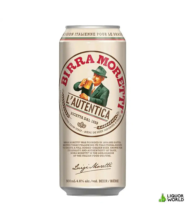 Birra Moretti Italian Lager Imported Beer Case 24 x 500mL Cans - Liquorworld