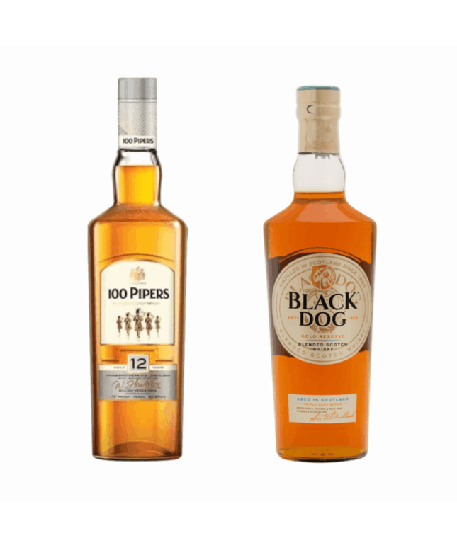 Black Dog Triple Gold Reserve & 100 Pipers 12YO Whisky–2 Bottle Combo - Liquorworld