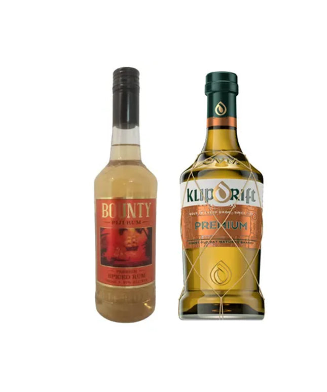 Bounty Premium Spiced Fiji Rum 700ml & Klipdrift Premium Brandy 750ml - Liquorworld
