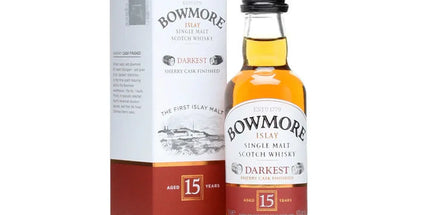 Bowmore 15 Year Old Darkest Sherry Cask Single Malt Scotch Whisky Glass Miniature 50mL - Liquorworld