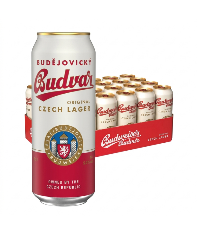Budvar Premium Czech Lager Imported Beer Case 24 x 500mL Cans