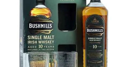Bushmills 10 Year Old + 2 Glasses Gift Pack Single Malt Irish Whiskey 700mL
