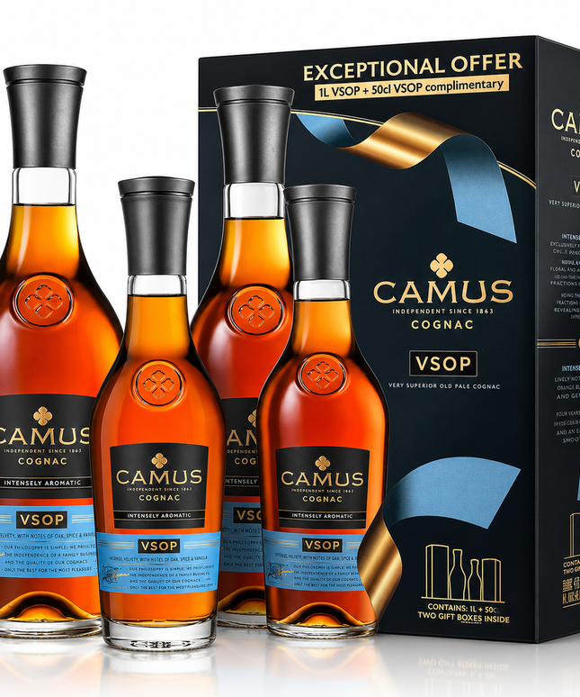 Camus VSOP Promo Pack Intensely Aromatic Cognac 1L + Bonus 500mL