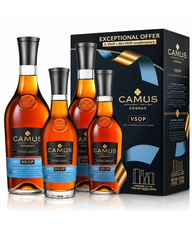 Camus VSOP Promo Pack Intensely Aromatic Cognac 1L + Bonus 500mL