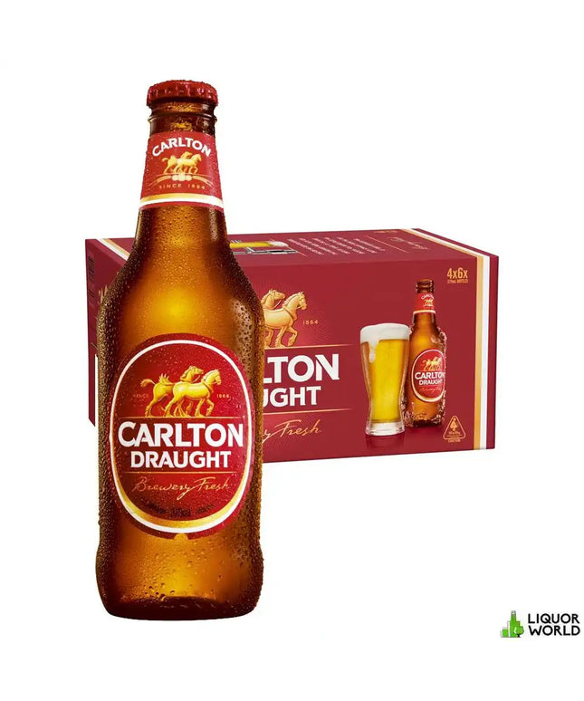 Carlton Draught Beer Case 4 x 6 Pack 375mL Bottles - Liquorworld