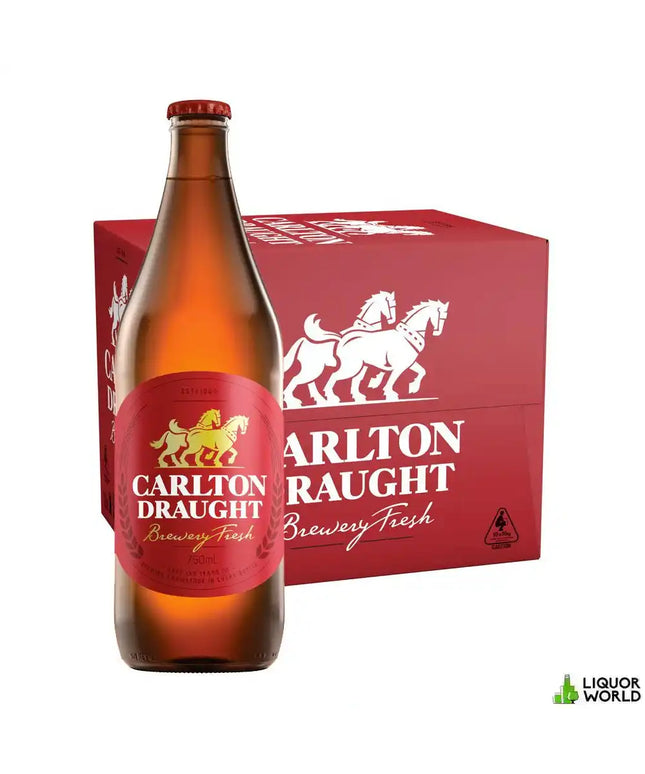 Carlton Draught Longneck Beer Case 12 x 750mL Bottles - Liquorworld