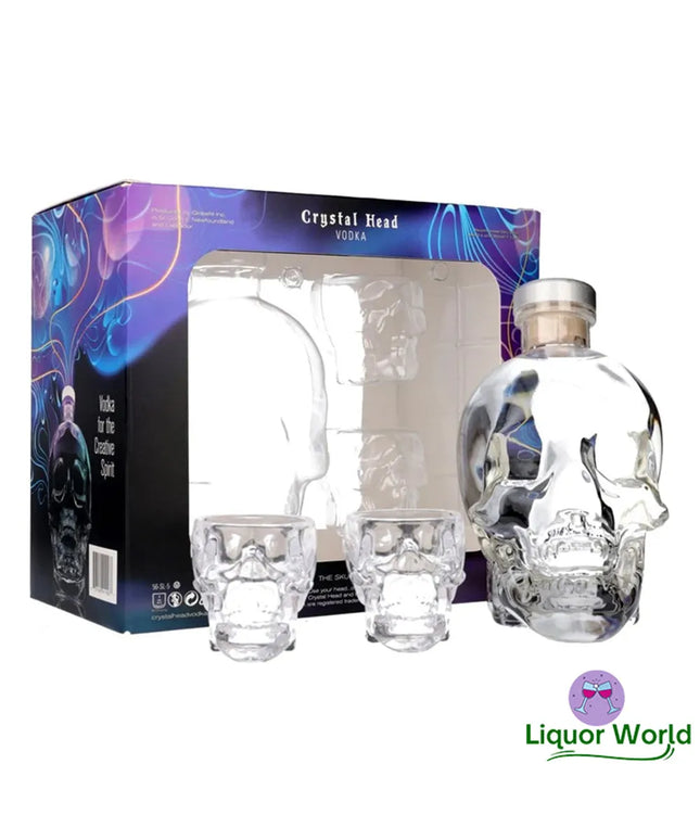 Crystal Head Skull Decanter + 2 Shot Glasses Gift Pack Vodka 700mL