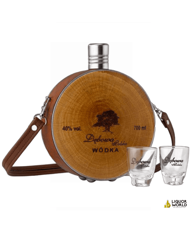 Debowa Polish Oak Vodka Bulak With 2 Short Glasses Gift Set 700mL - Liquorworld