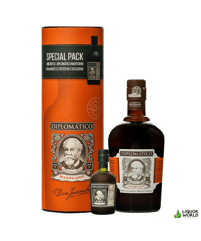 Diplomatico Mantuano Venezuelan Dark Rum 700mL + Reserva Exclusiva 50mL - Liquorworld