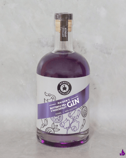 Echuca Distillery Maiden's Butterfly Pea & Passionfruit Gin 40% ABV 500ml – 2 Bottle Pack