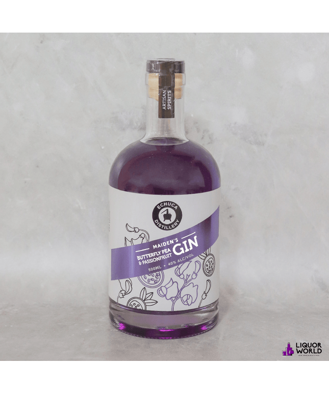 Echuca Distillery Maiden's Butterfly Pea & Passionfruit Gin 40% ABV 500ml – 2 Bottle Pack