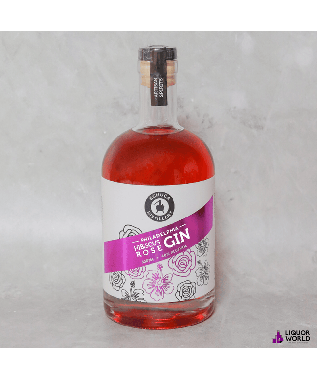 Echuca Distillery Philadelphia Hibiscus Rose Gin 500ml (40% ABV) – 2 Bottle Pack