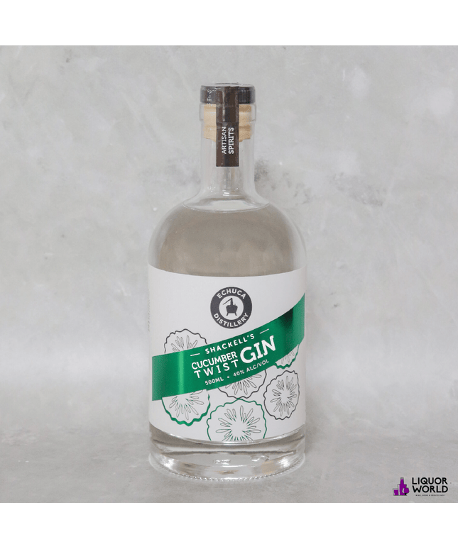 Echuca Distillery Shackells Cucumber Twist Gin 500ml (40% ABV) – 2 Bottle Pack