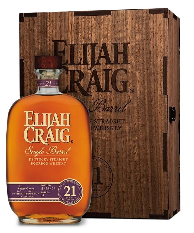 Elijah Craig 21 Year Old Single Barrel 2026 Release Kentucky Straight Bourbon Whiskey 750mL