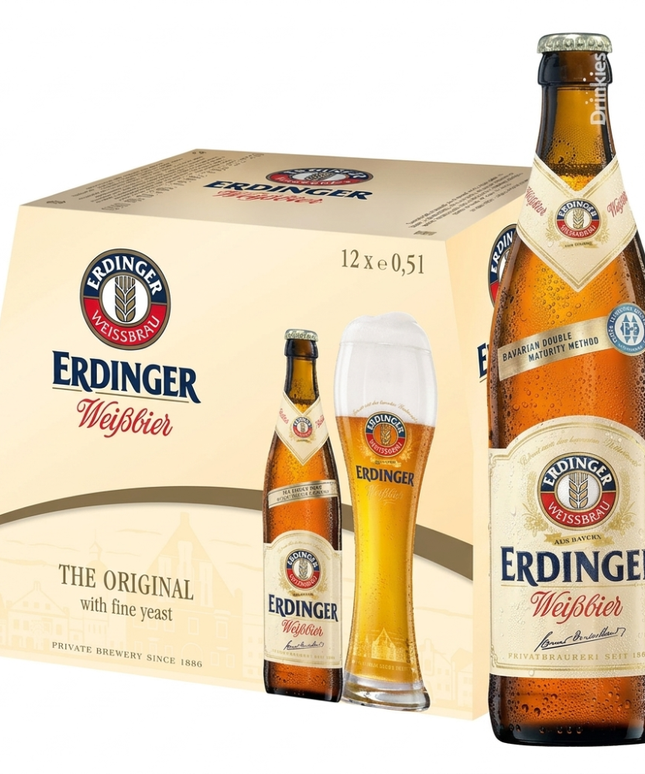 Erdinger Weissbier Original Imported Wheat Beer Case 12 x 500mL Bottles