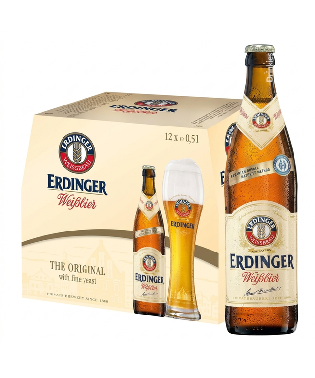 Erdinger Weissbier Original Imported Wheat Beer Case 12 x 500mL Bottles