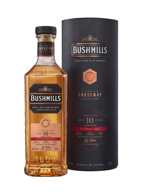 Bushmills 10 Year Old Sauternes Cask Causeway Collection Cask Strength Single Malt Irish Whiskey 700mL