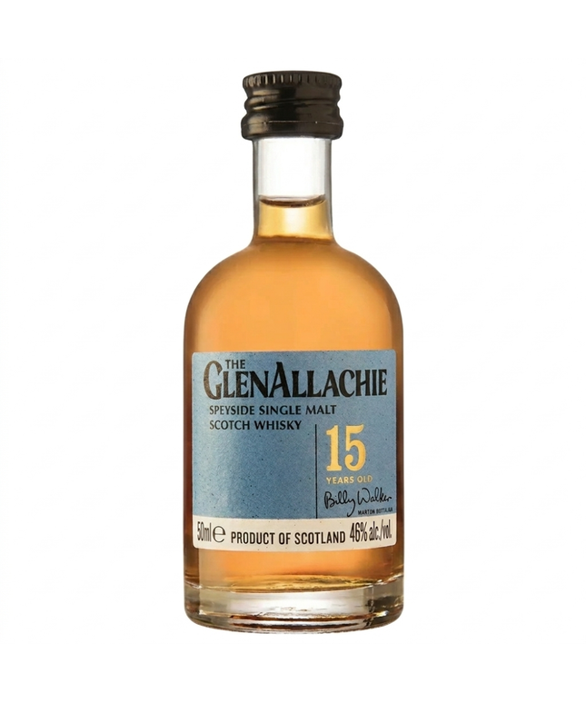 Glenallachie 15 Year Old Speyside Single Malt Scotch Whisky Glass Miniature 50mL