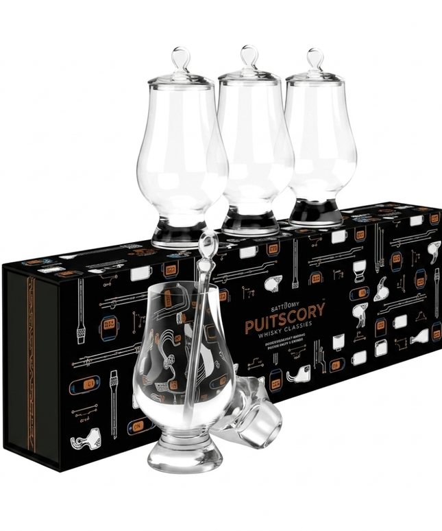 Glencairn Tasting Pack - Qty 4 with Lids and Pipette in Solid 9PC Presentation Box