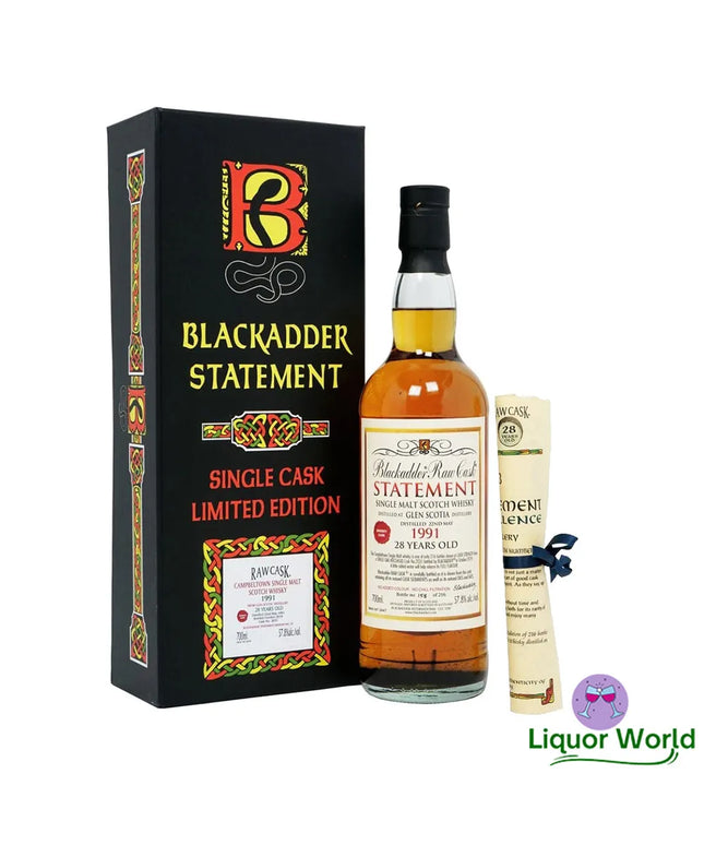 Glen Scotia 28 Year Old 1991 Blackadder Cask Strength Campbeltown Single Malt Scotch Whisky 700mL - Liquorworld