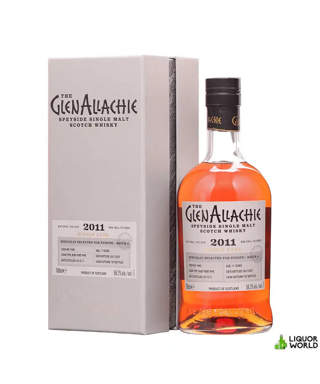 Glenallachie 11 Year Old 2011 Single Cask Ruby Port Pipe Cask Strength Single Malt Scotch Whisky 700mL
