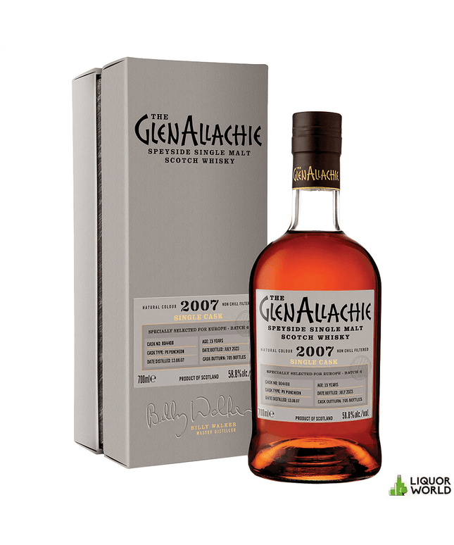 Glenallachie 15 Year Old 2007 Single Cask PX Puncheon Cask Strength Single Malt Scotch Whisky 700mL - Liquorworld