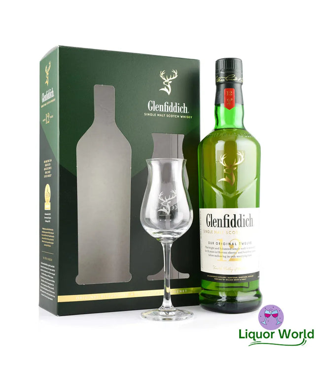 Glenfiddich 12 Year Old + 1 Nosing Glass Gift Pack Single Malt Scotch Whisky 700mL - Liquorworld