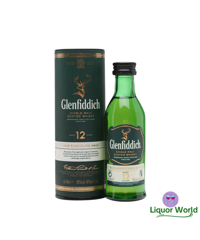 Glenfiddich 12 Year Old Single Malt Scotch Whisky Miniature 50mL - Liquorworld