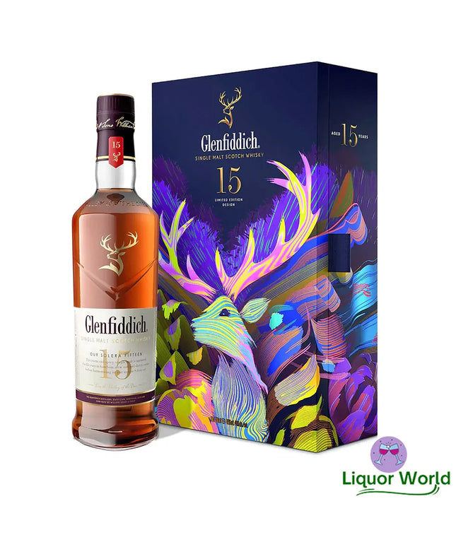 Glenfiddich 15 Year Old Limited Edition Design + Flask Single Malt Scotch Whisky 700mL