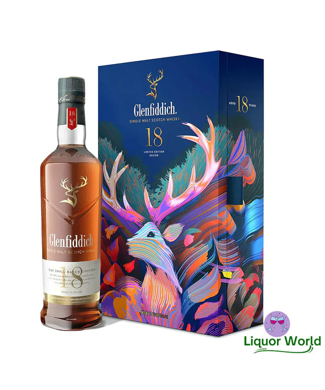 Glenfiddich 18 Year Old Limited Edition Design + Flask Single Malt Scotch Whisky 700mL