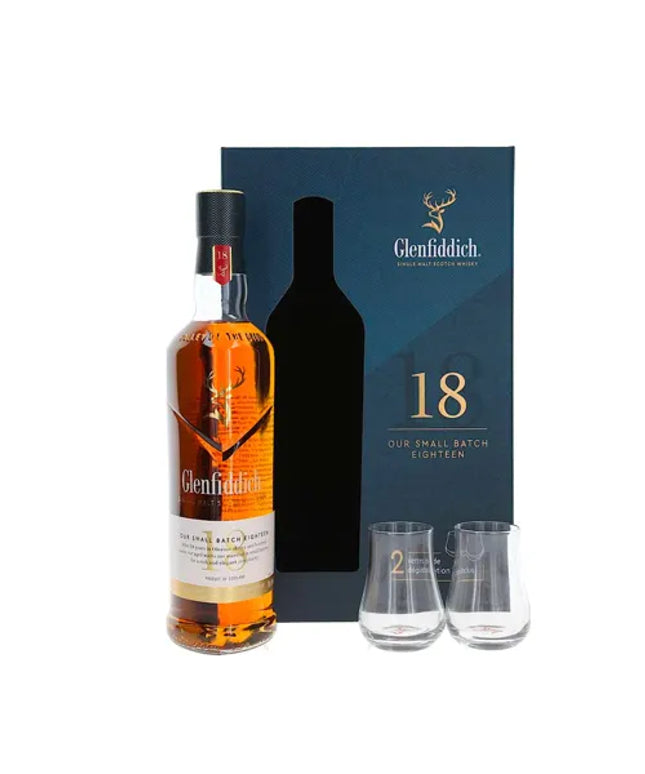 Glenfiddich 18 Year Old Small Batch + 2 Glasses Single Malt Scotch Whisky 700mL - Liquorworld