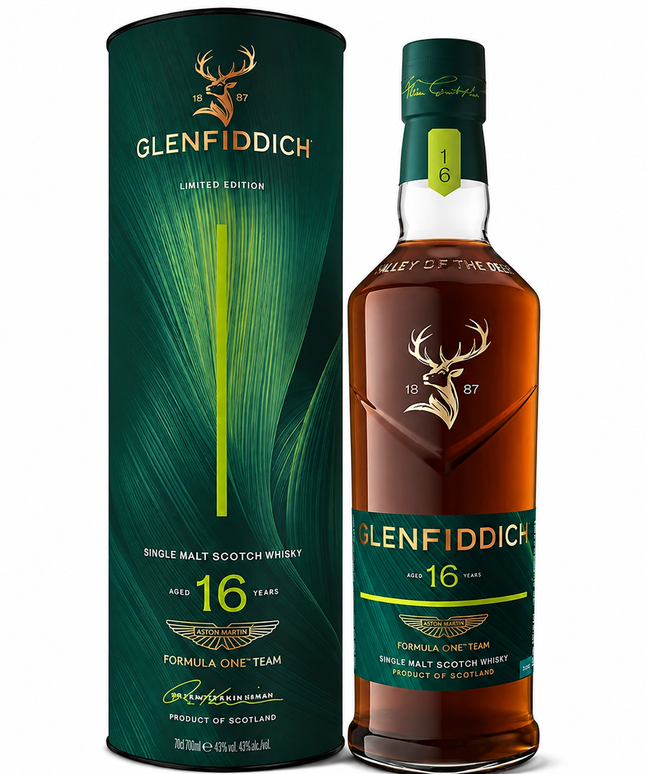 Glenfiddich 16 Year Old Aston Martin F1 2026 Limited Edition Single Malt Scotch Whisky 700mL