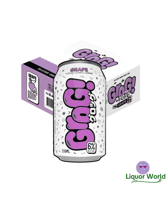 Grog Grape Flavour Premix Shochu, Vodka & Soda Cans (16 Pack) 330mL - Liquorworld