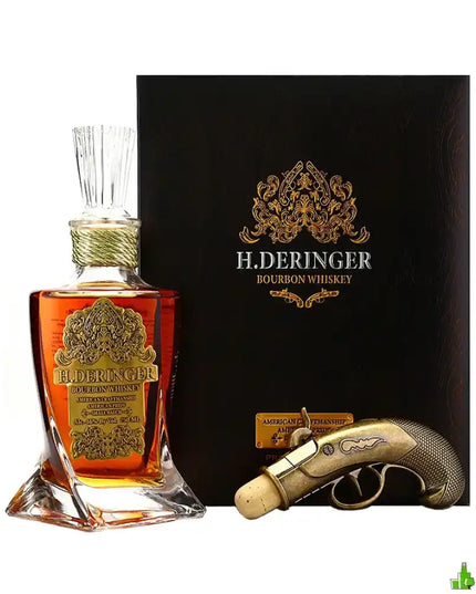 H. Deringer Small Batch Bourbon Whiskey Decanter + Gun Stopper Gift Set 750mL