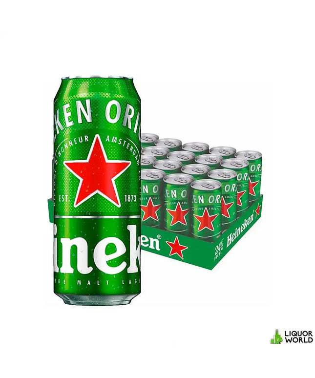 Heineken Lager Beer Imported From Holland Case 24 x 500mL Cans - Liquorworld