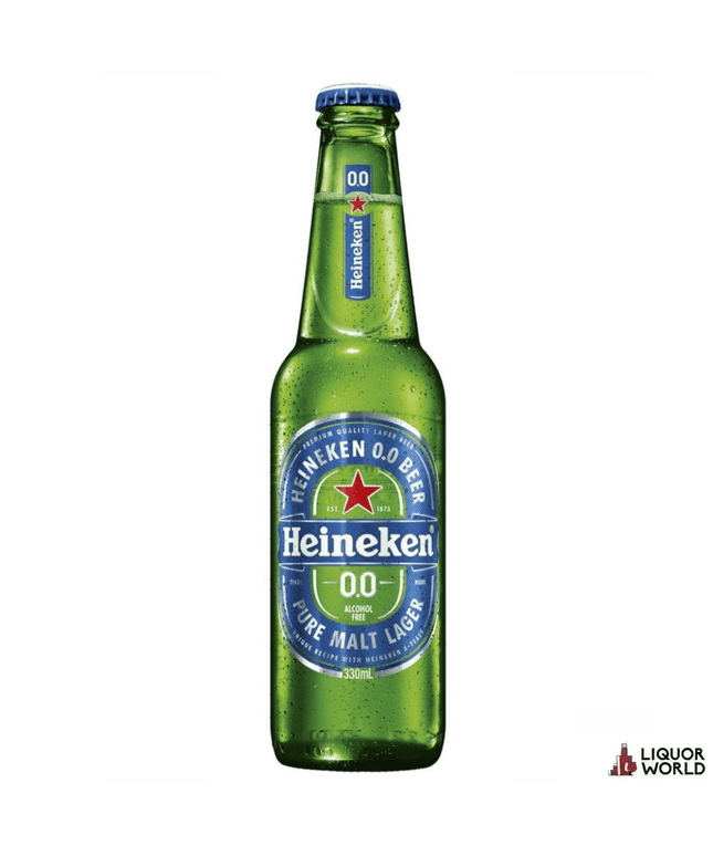 Heineken Zero 0.0 Lager Non Alcoholic Beer Bottle 330ml (24 Pack) - Liquorworld