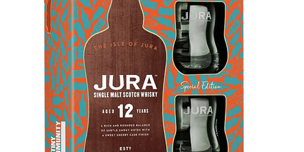 Isle Of Jura 12 year old single malt whisky with 2 Glass Gift Pack 700ml - Liquorworld