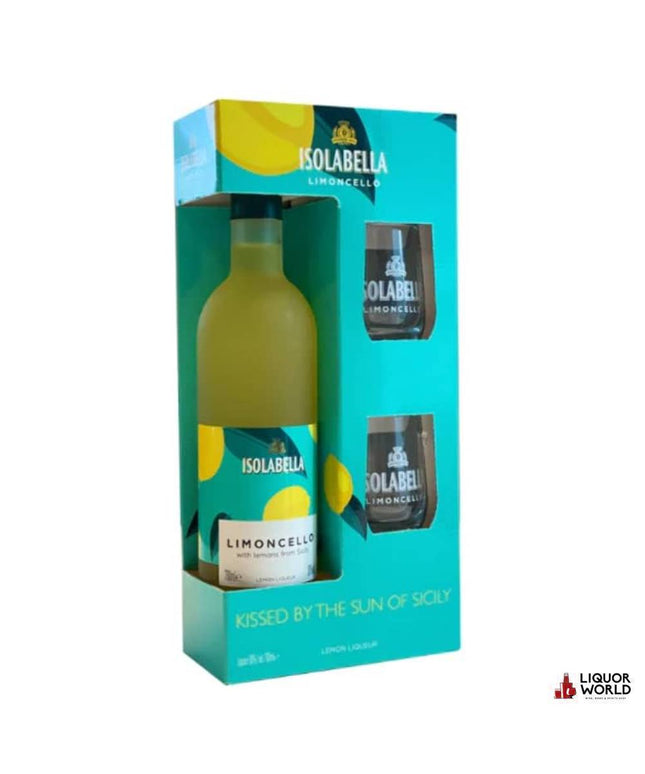 Isolabella Limoncello Liqueur 700ml with 2 Glasses Gift Set - Liquorworld