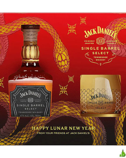 Jack Daniels Single Barrel Select Year Of The Snake 2025 + Glass Gift Pack Tennessee Whiskey 750mL