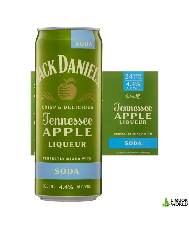 Jack Daniels Tennessee Apple Whiskey Liqueur & Soda 24 x Pack 330mL Cans - Liquorworld