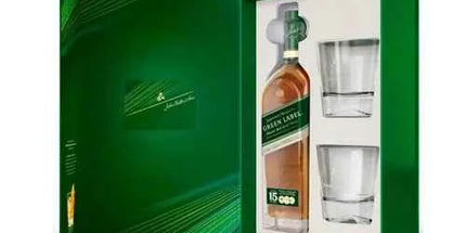 Johnnie Walker 15 Year Old Green Label + 2 Glasses Gift Pack Blended Scotch Whisky 700ml