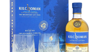 Kilchoman Machir Bay + 2 Tumblers Gift Pack Islay Single Malt Scotch Whisky 700mL - Liquorworld