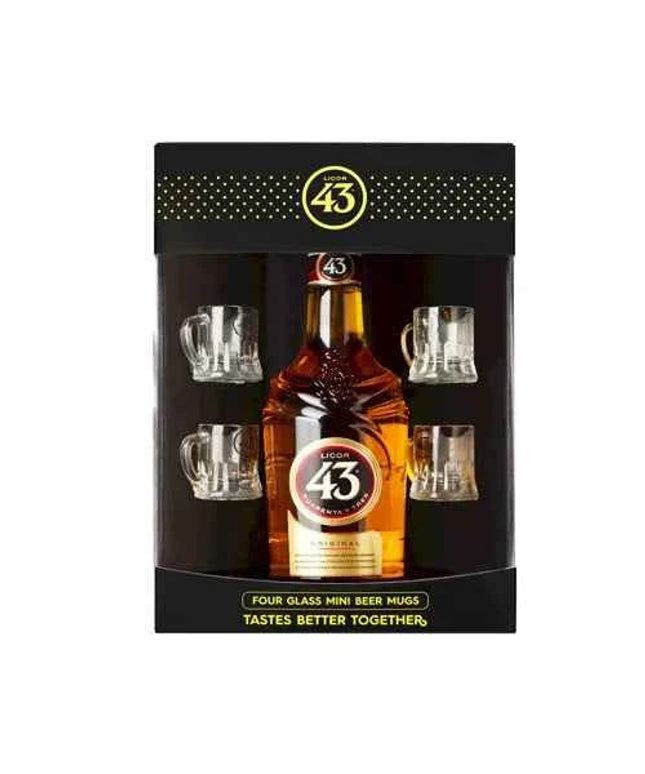 Licor 43 Liqueur with 4 Mini Beer Glass Gift Pack 700ml