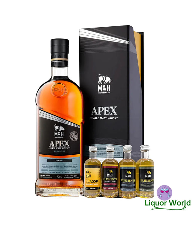 Milk & Honey Apex Dead Sea Cask Strength Single Malt Israeli Whisky 700mL + Tasting Gift Pack 4 x 50mL - Liquorworld